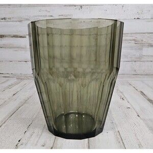 Smoky Glass Faceted Prism Art Deco Vase 7.75"